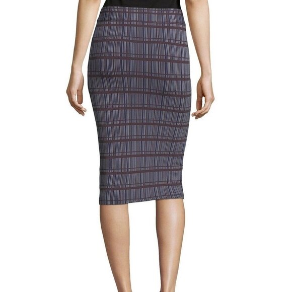 NWT BCBGMAXAZRIA Leger Plaid Knit Cool Grey Pencil Skirt S Office Date Night - Picture 2 of 8